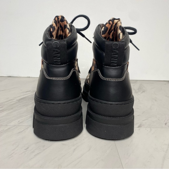 Ganni Leopard Lace Up Hiker Boot 39 - Picture 3 of 15